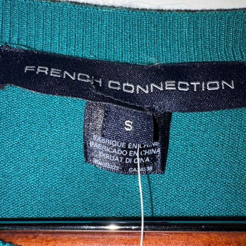 French Connection Bambi Cara‎ Colorblock Sweater Teal Amethyst Navy Small NWT - Picture 4 of 6
